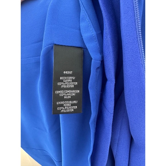 ML Monique Lhuillier Cobalt Blue Lace Inset Sleeveless Gown Size 0 - Picture 6 of 8